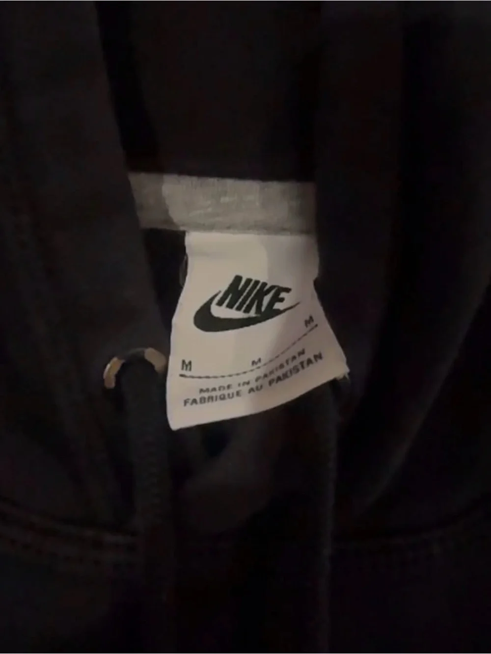 Men’s Medium Nike Black Hoodie with White Swoosh Tag tight fitted